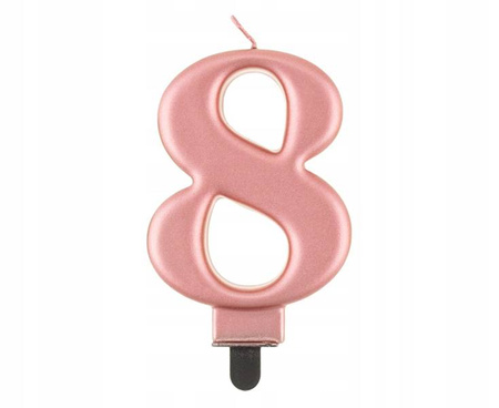 Świeczka ROSE GOLD na 8 urodziny tort RÓŻOWE ZŁOTO