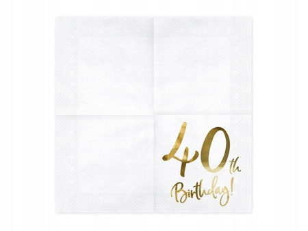 Serwetki na 40 urodziny 40th Birthday 33x33cm 20sz