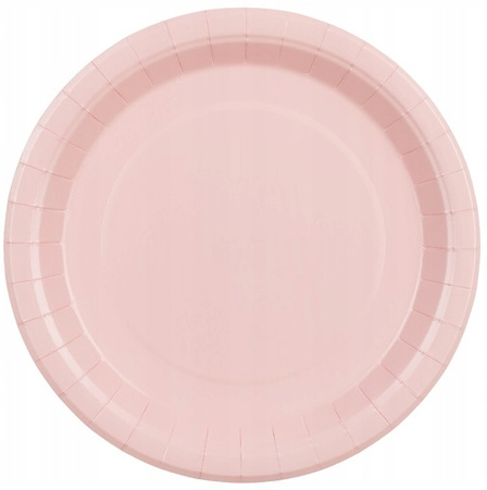 Talerzyki Papierowe Różowe na Urodziny Roczek Komunię Light Pink 23cm 6szt