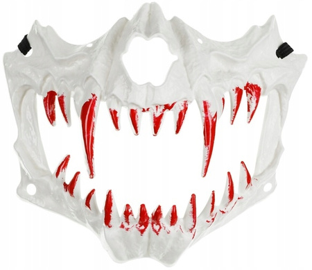 Maska Biała Czaszka Zęby Zakrwawione Strój Przebranie na Halloween 16x14cm