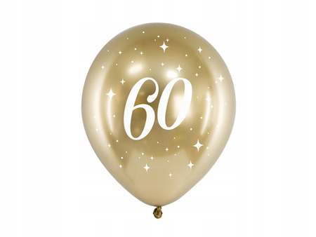 DUŻE Balony ZŁOTE chromowane GLOSSY BIAŁE 60 na urodziny jubileusz 30cm 6sz