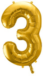 Balon ZŁOTY foliowy CYFRA 3 na urodziny jubileusz rocznicę imprezę 100cm