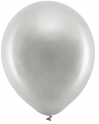 Balony Rainbow SREBRNE metaliczne na URODZINY CHRZEST WESELE 23cm 100szt