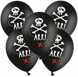 Balony na URODZINY PIRACI mapa CZARNE 5szt 36cm