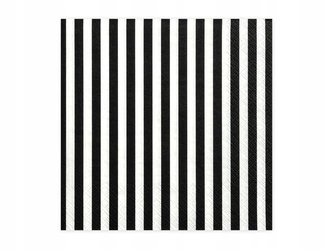 Serwetki CZARNE paski trójwarstwowe 33x33cm 20szt