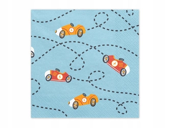 Serwetki niebieskie SAMOCHODY AUTA papierowe na urodziny roczek 33cm 12szt