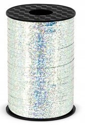 Wstążka SREBRNA tasiemka HOLOGRAFICZNA do balonów