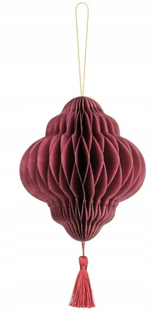 Zawieszka Latarnia Bordo Bombka wisząca Papierowa honeycomb na Choinkę 15cm