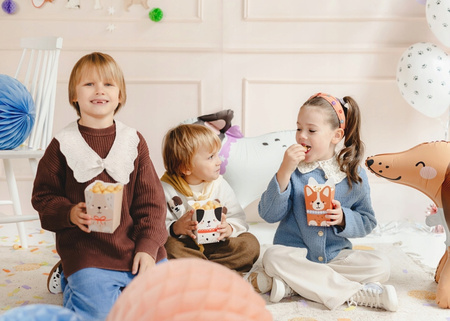 Pudełka Pies Pieski na Popcorn Przekąski słodycze stół Urodziny Party 6szt