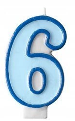 Świeczka Niebieska na 6 urodziny tort cyferka 7cm