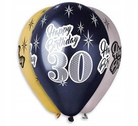 Balony Premium HAPPY BIRTHDAY 30 na urodziny 6szt.