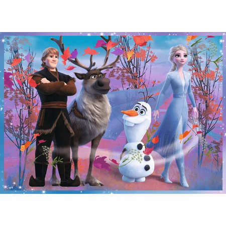 Puzzle KRAINA LODU Podróż w nieznane FROZEN ELZA ANNA OLAF 4w1 TREFL 4+
