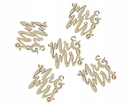 Konfetti drewniane MR i MRS 4x4cm 18 szt stół ślub