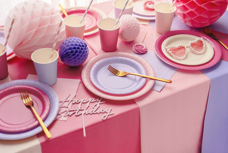 Talerzyki Papierowe Ciemne Różowe na Urodziny Roczek Komunię Ślub 18cm 6szt