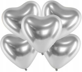 Balony SREBRNE SERCA 30cm GLOSSY 5szt na urodziny