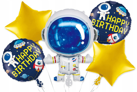 ZESTAW balony foliowe KOSMONAUTA urodziny Roczek