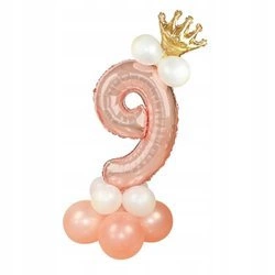 Zestaw ROSE GOLD na 9 urodziny RÓŻOWE ZŁOTO balony