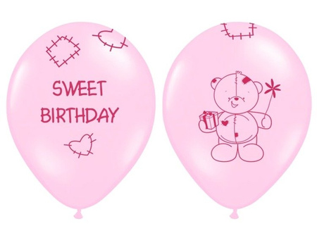 Balon na urodziny roczek różowy MIŚ SWEET BIRTHDAY