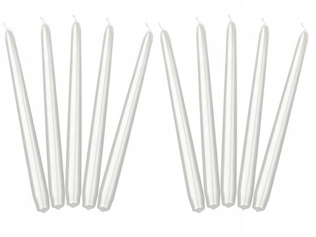 Świece stożkowe PERŁWOE metalizowane 10szt 24cm