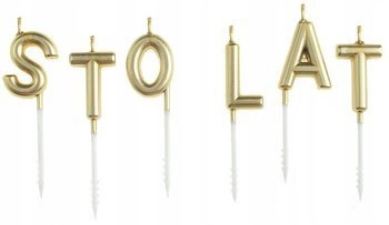 Świeczki STO LAT na urodziny ZŁOTE roczek tort