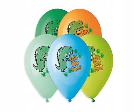 Balony Premium DINOZAURY na Urodziny 30cm 5szt MIX