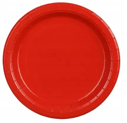 Talerzyki Papierowe Czerwone na Urodziny Roczek Ślub Chrzest Party 18cm 6sz