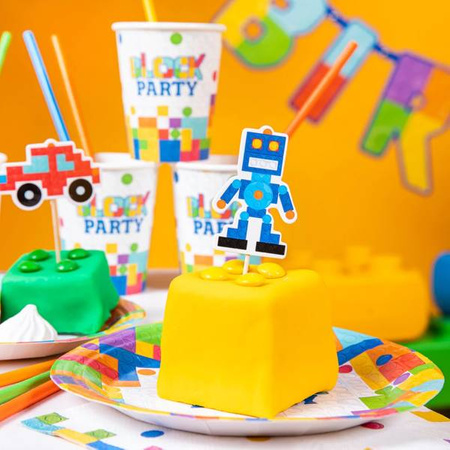 TOPPER KLOCKI pikery na tort babeczki roczek 5szt