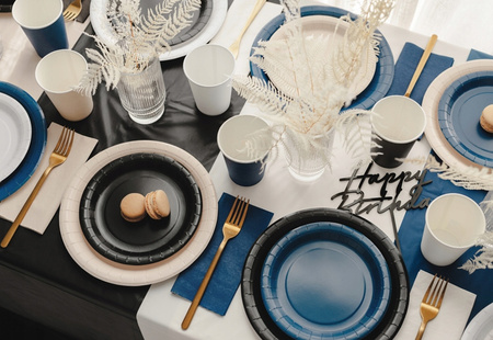 Talerzyki Papierowe Granatowe na Urodziny Ślub Komunię Chrzest 18cm 6szt