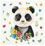 Serwetki Flower Panda Kwiatki Kwiaty na Urodziny Roczek Party 33cm 20szt