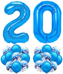 Zestaw CIEMNY NIEBIESKI na 20 URODZINY 100cm balon
