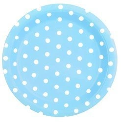Talerzyki NIEBIESKIE w białe KROPKI na urodziny 6s