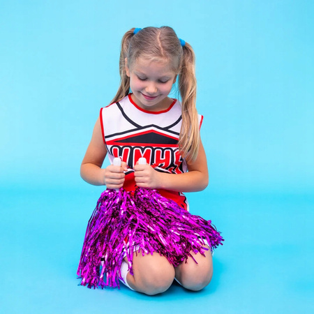 Pompony RÓŻOWE foliowe dla cheerleaderki tancerki czirliderki 34cm 2szt