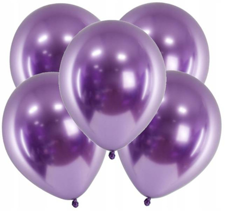 Balony FIOLET chromowane 30cm GLOSSY 5szt urodziny