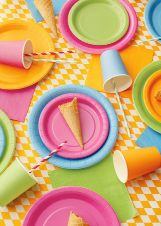 Kubeczki Papierowe Ciemne Różowe na Urodziny Roczek Komunię Ślub 250ml 6szt