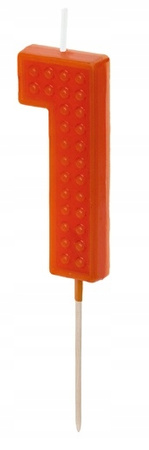 Świeczka na piku CZERWONA cyfra 1 roczek urodziny tort jubileusz KLOCKI 6cm