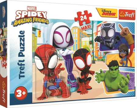 Puzzle MAXI SPIDAY i PRZYJACIELE Hulk Spiderman Marvel 24 elementy TREFL 3+