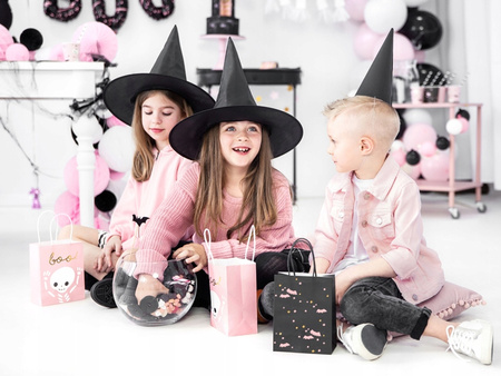Duża Torebka BOO Różowa na Prezenty Ozdobna Urodziny Halloween 14x18x8cm