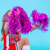 Pompony RÓŻOWE foliowe dla cheerleaderki tancerki czirliderki 34cm 2szt