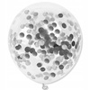 Balony z KONFETTI SREBRNYM na URODZINY CHRZEST WESELE KOMUNIĘ 30cm 100szt