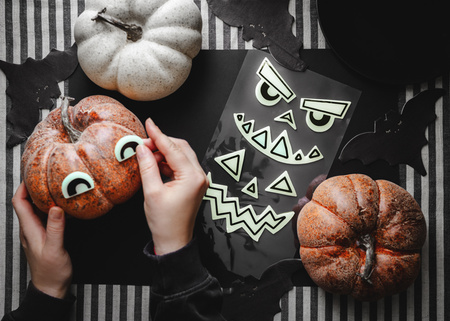 Żelowe Naklejki na Dynię Buźki Świecące w Ciemności Dekoracja na Halloween