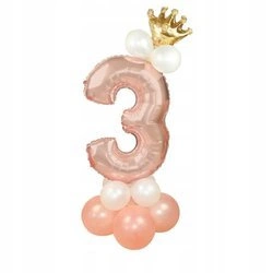Zestaw ROSE GOLD na 3 urodziny RÓŻOWE ZŁOTO balony