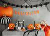 Balon foliowy Dynia Paski Kremowe Czarne Dekoracja na Halloween 39x38cm