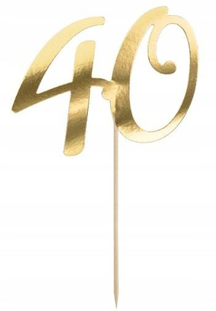 TOPPER ZŁOTY liczba 40 na urodziny na TORT 20,5cm