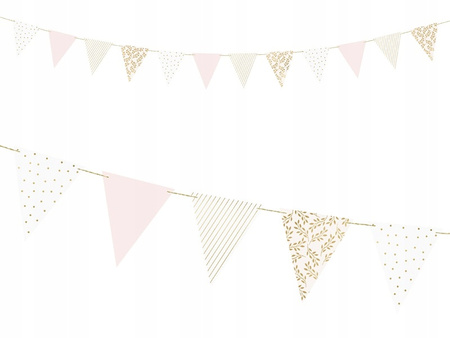 Baner Girlanda Flagietki Złote Różowe Ozdoba na Ślub Urodziny Komunię 210cm
