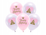 Ekologiczne Balony RÓŻOWE na urodziny dziewczynki HAPPY BIRTHDAY 33cm 5szt