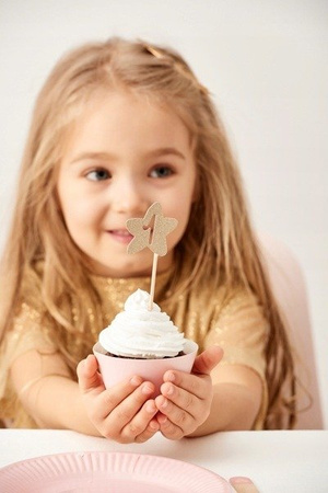 Pikery do muffinek 1st Birthday ZŁOTE 10cm ROCZEK
