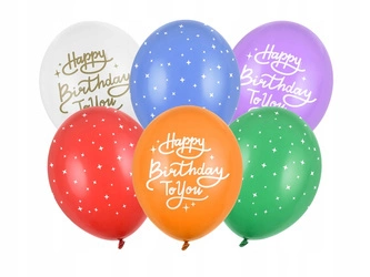 Balony HAPPY BIRTHDAY na URODZINY roczek 6szt 36cm