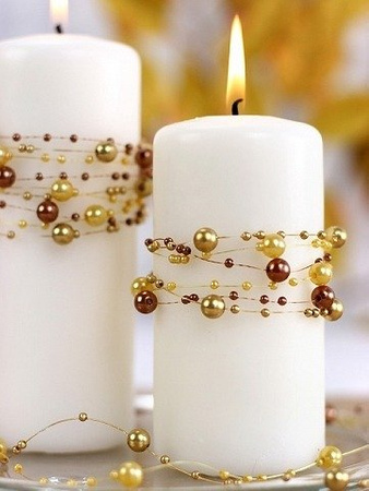 Girlandy ZŁOTE perłowe PERŁY na stół 1,3m x 5szt