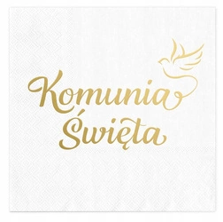 Serwetki ZŁOTE KOMUNIA ŚWIĘTA gołąbek 33x33cm 10sz