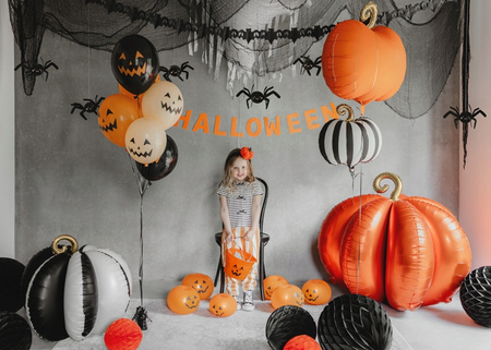 Duży Baner HALLOWEEN Pomarańczowy Napis Girlanda Ozdoba Dekoracja 14x250cm